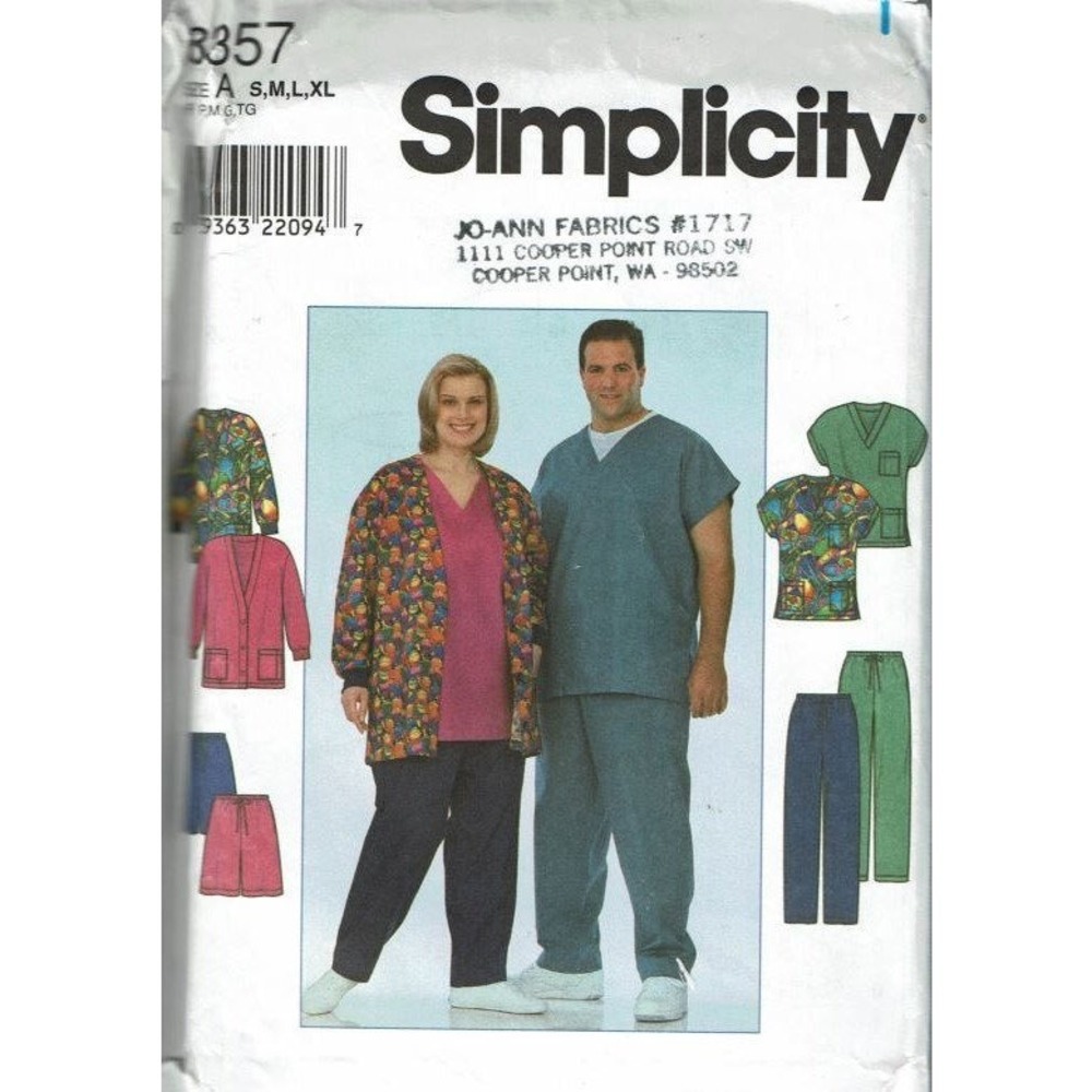 Simplicity Sewing Pattern 8357 Unisex Nursing Top Pants Shorts Jacket Size S-XL